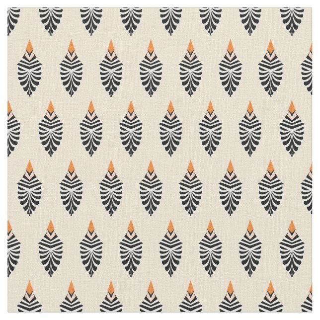 Tecido Hoopoe Bird Geométrico em Off-White (Detalhe)