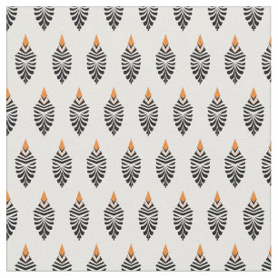 Tecido Hoopoe Bird - Padrão Geométrico em Branco