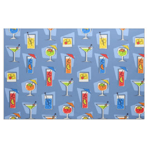 Tecido Horário Feliz Retro Drinks Tropicais Havaianos