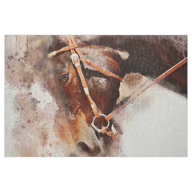 Tecido Horse Watercolor Art Linen (Fat Quarter)