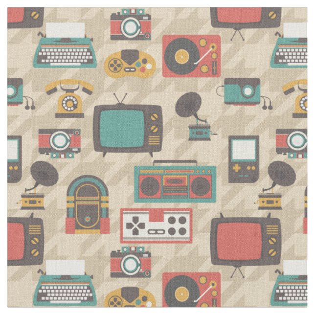 Tecido houndstooth vintage retro nostalgia jukebox (Detalhe)