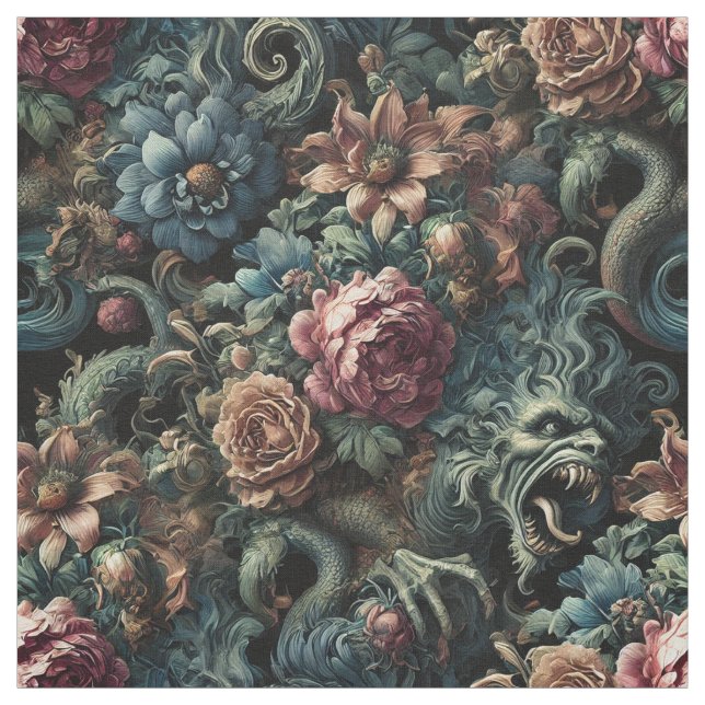 Tecido Howl of the Gilded Wild - Gothic Statement Azulejo (Modelo)