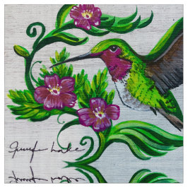 Tecido Hummingbird nas Flores Rosa