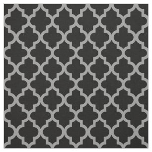 Tecido Humores marroquinos pretos Quatrefoil