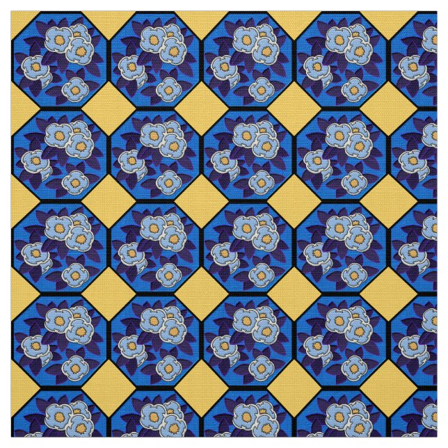 Tecido Hungarian Art Deco Royal Blue and Yellow (Modelo)