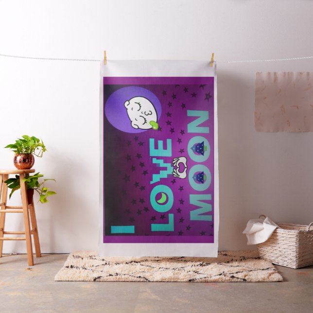 Tecido "I Love Moon" - Um Design de Arte Celestial Whimsi (In Situ)