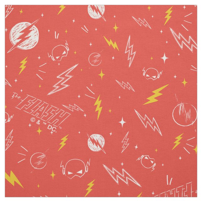 Tecido Ícone do Flash Relâmpago e Padrão de Desenhos (Modelo)