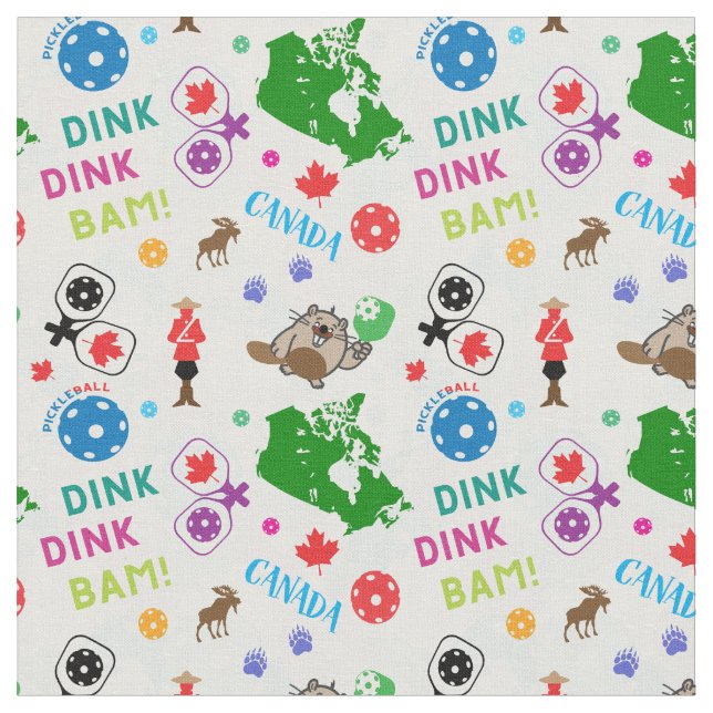 Tecido Ícones do Pickleball Canada2, tamanho de azulejo p (Detalhe)