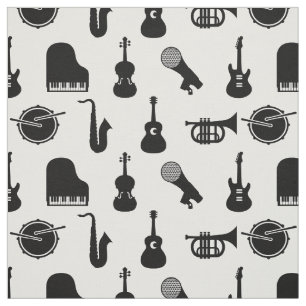 Tecido Ícones dos instrumentos musicais retrorreflectore