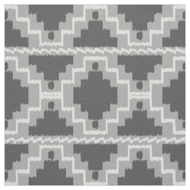Tecido Ikat Aztec Tribal - Cinzas escuras e leves / Cinza (Modelo)