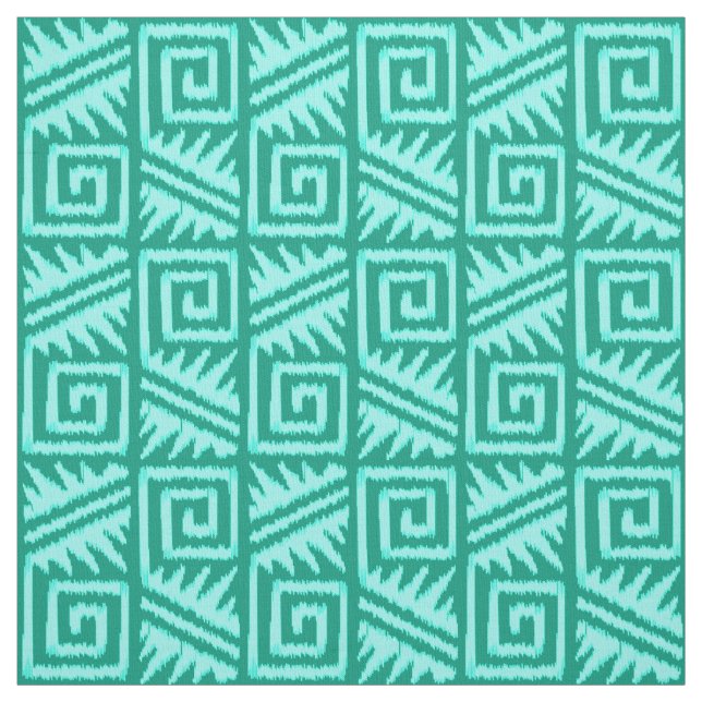 Tecido Ikat Aztec Tribal - Turquesa e Aqua (Modelo)