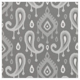 Tecido Ikat cinzento Paisley