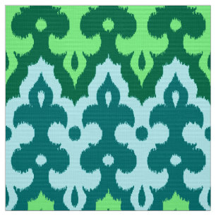 Tecido Ikat Damask, Turquoise e Jade Green do Marrocos