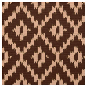 Tecido Ikat Diamond Patterno - Chocolate e pêssego claro