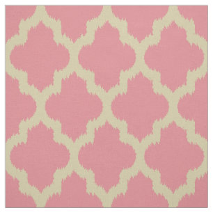 Tecido Ikat do Quatrefoil Beige e fundo rosa personalizad