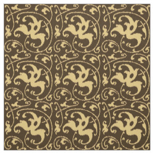 Tecido Ikat Floral Damask - Chocolate Brown e Tan