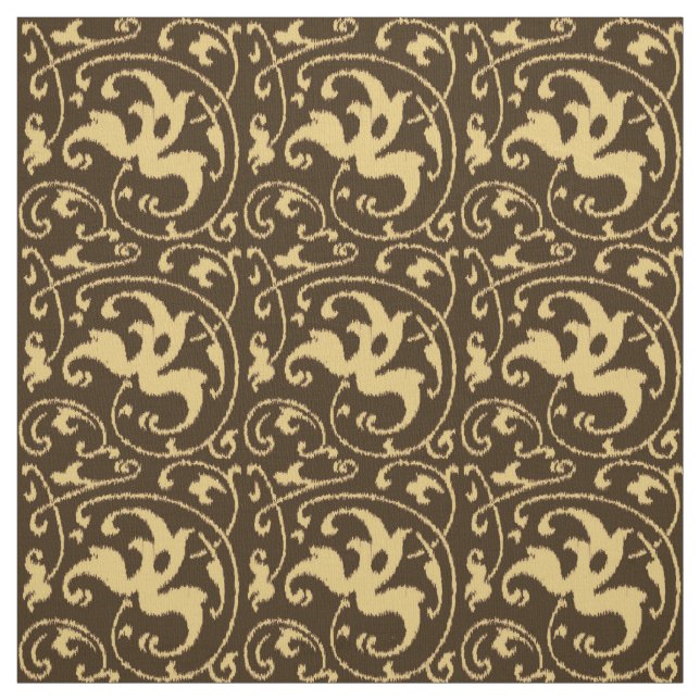 Tecido Ikat Floral Damask - Chocolate Brown e Tan (Modelo)