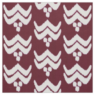 Tecido Ikat floral estilizado - burgundy e branco