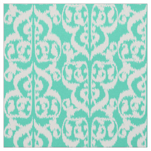 Tecido Ikat Moorish Damask - aqua e branco