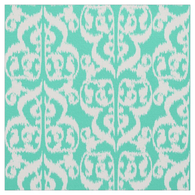 Tecido Ikat Moorish Damask - aqua e branco (Modelo)
