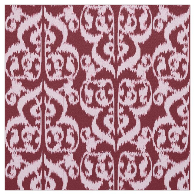 Tecido Ikat Moorish Damask - Burgundy e rosa. (Modelo)
