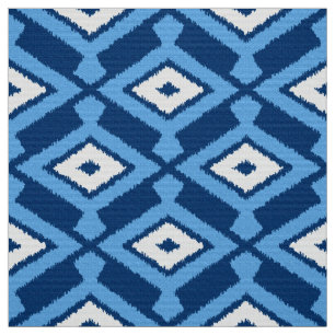 Tecido Ikat Pattern, Indigo e Denim Blue