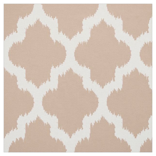 Tecido Ikat Quatrefoil Branco Com Fundo Tan Personalizado (Modelo)