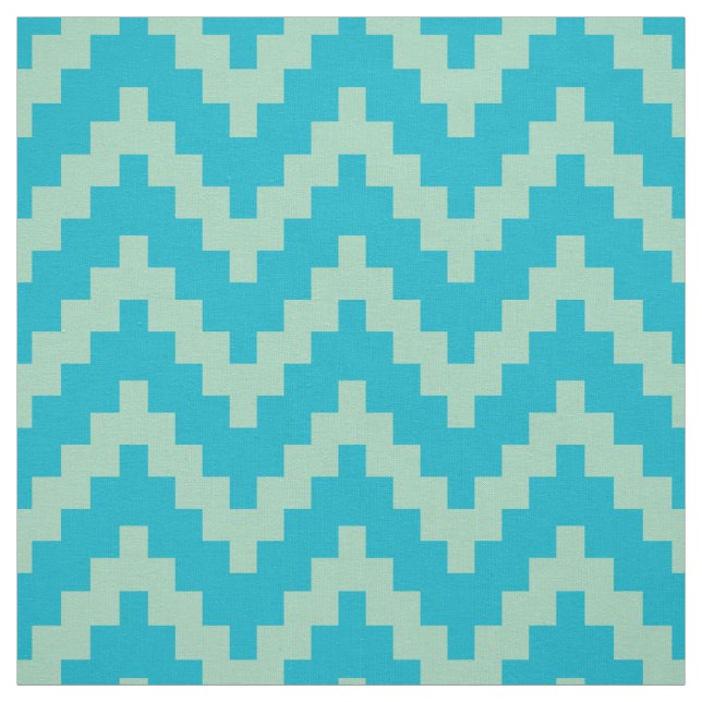 Tecido Ikat Zigzag Verde Mint e Fundo Azul Personalizado (Modelo)