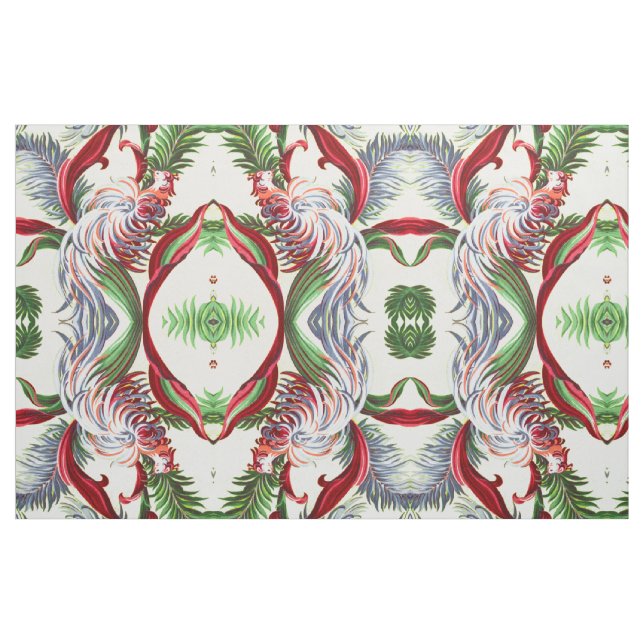 Tecido Ilha abstrata de Barkcloth Tiki do pássaro do (Fat Quarter)