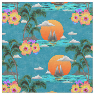 Tecido Ilha Havaiana: Sunset em Azul