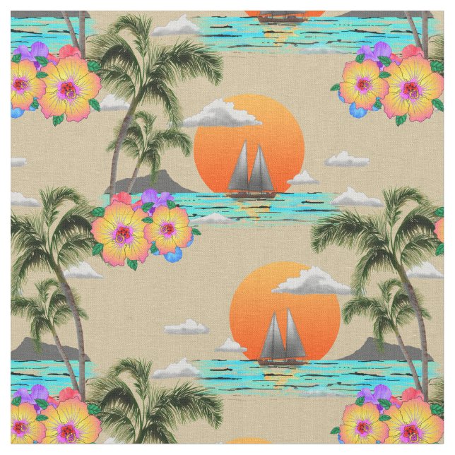 Tecido Ilha Hawaiian Beach Sunset (Detalhe)