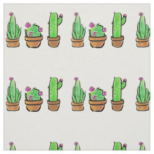 Tecido Ilustração Cactus Trio
