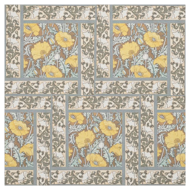 Tecido ilustração da arte da papoila flor amarela (Modelo)