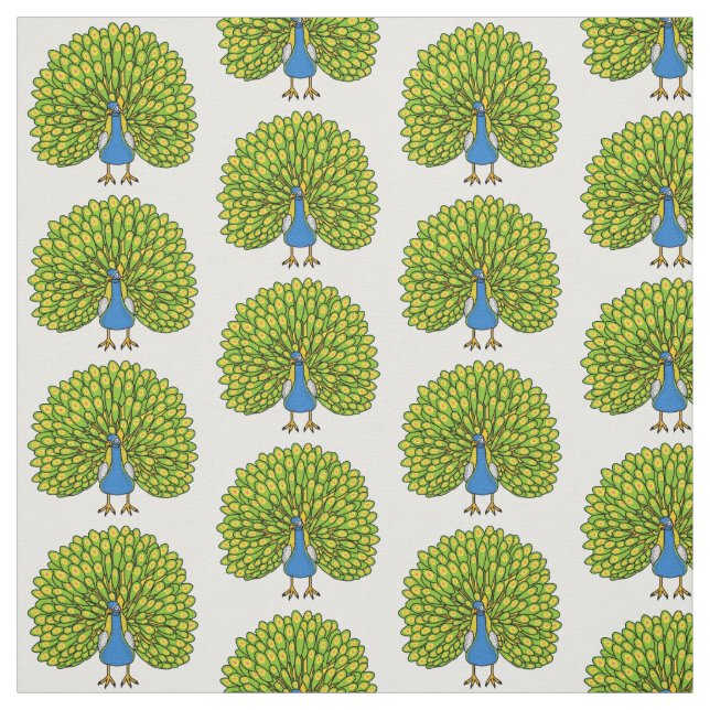 Tecido Ilustração de ave pavão brilhante e divertida (Modelo)