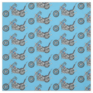 Tecido Ilustração de desenho animado Chopper Motorcycle 1