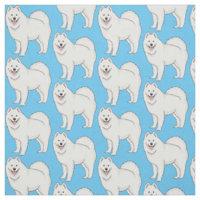 Tecido Ilustração de desenho animado com cão Samoyed (Modelo)