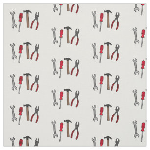 Tecido Ilustração de desenho animado com ferramentas de c