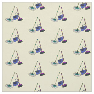 Tecido Ilustração de desenho animado de Broom & mop