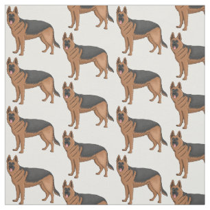 Tecido ilustração de desenho animado de cão german shephe