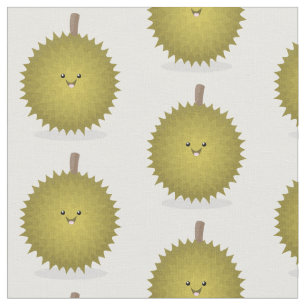 Tecido Ilustração de desenho animado de duriano feliz
