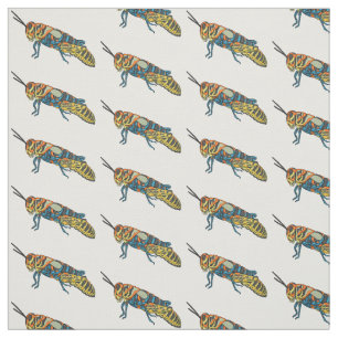 Tecido Ilustração de desenho animado de gafanhoto de vara