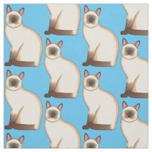 Tecido Ilustração de desenho animado de gato siamês
