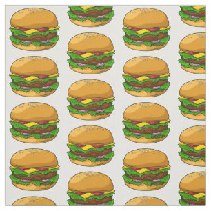 Tecido Ilustração de desenho animado de hambúrguer