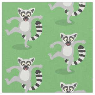 Tecido Ilustração de desenho animado de lêmur de cauda de