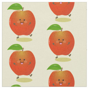 Tecido Ilustração de desenho animado de maçã dançante