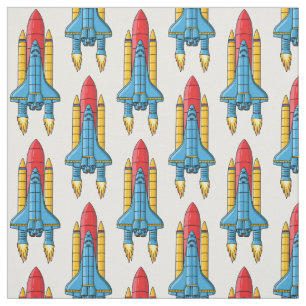 Tecido Ilustração de desenho animado de navio-foguete