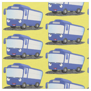 Tecido Ilustração de desenho animado de ônibus moderno az