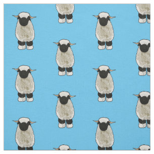 Tecido Ilustração de desenho animado de ovelha Valais Bla