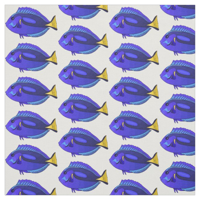 Tecido Ilustração de desenho animado de peixe marrom azul (Modelo)