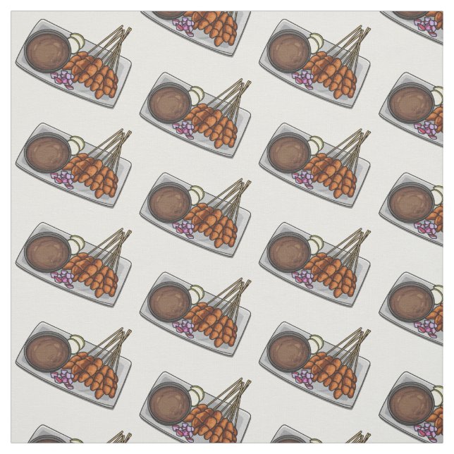 Tecido Ilustração de desenho animado de Satay (Modelo)